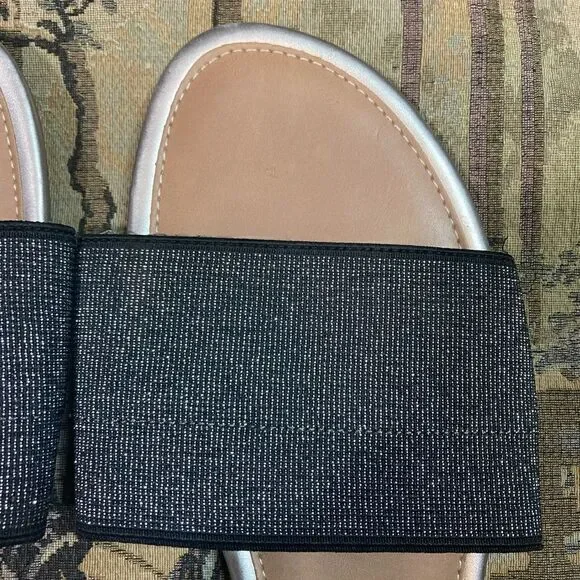 Black and Silver Stretchy American Eagle Sandals - Picture 6 of 13